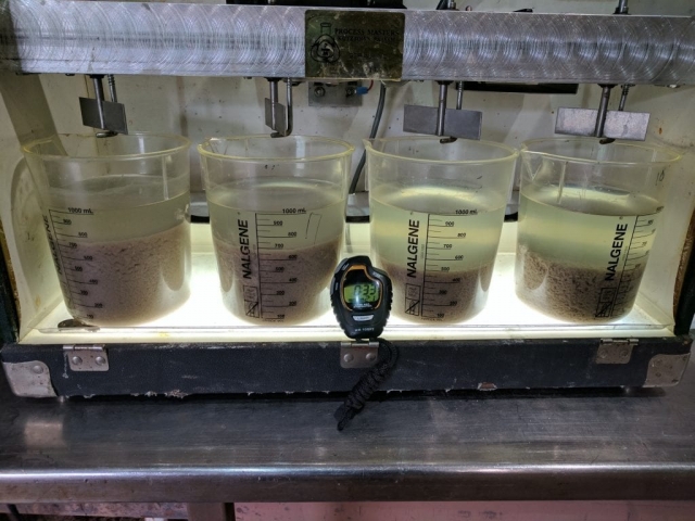 water treatment jar test progress picture