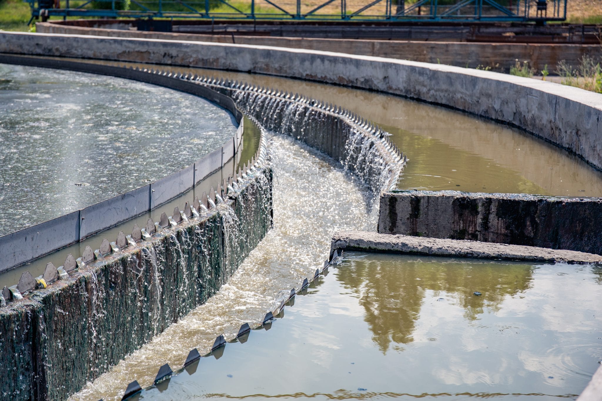 Modern Urban Wastewater And Sewage Treatment Plant With Aeration Modern urban wastewater and sewage treatment plant with aeration tanks, industrial water recycling and purification.
